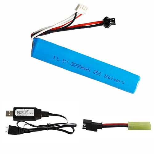 Lot De 2 Batteries 11.1V 2000mAh 30C Airsoft - Stick Pack Avec Chargeur USB