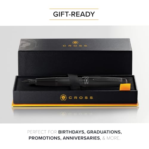 Image of Cross Bailey Matte Black Refillable Fountain Pen - Medium Point, Black Ink, Presented in a Premium Gift Box