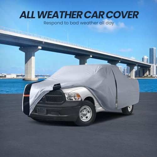 Image of Multi-Layer Dodge Ram 3500 Truck Cover, Custom fit Ram 3500 2002-2026 Crew /Quad Cab Long Bed(8.1')Car Cover Waterproof All Weather, Full Exterior Cover Rain Wind Dust and UV Protector With Door Zipper