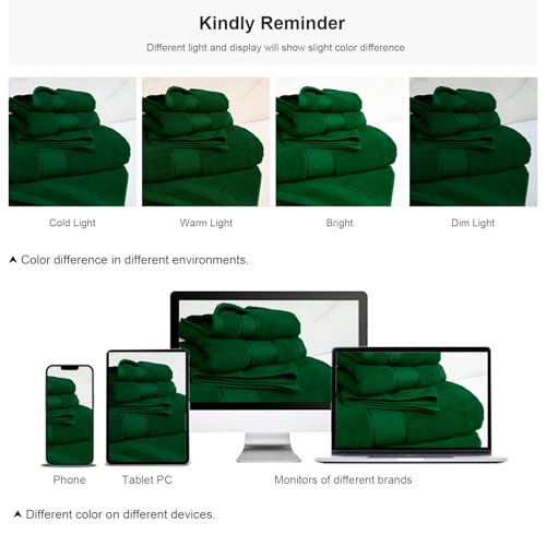 COZYART Formal Green Bath Towel Set 6 Piece, Luxury 100% Turkish Cotton 650GSM Hotel Quality, Soft, Absorbent,Towel Sets for Bathroom | 2 Bath Towels 2 Hand Towels 2 Washcloths - Image 6