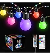 Greenclick LED Lichterkette Außen 12,5M USB RGB Weihnachten Lichterkette 20 G40 Glühbirnen + 100 ...