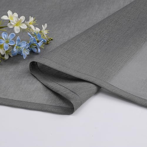Joydeco 2er Set H245 x B140 cm Grau Transparent Vorhang Schiene Gardinen mit Kräuselband Durchlässig Curtains Lang Vorhänge für… – Ansicht 4
