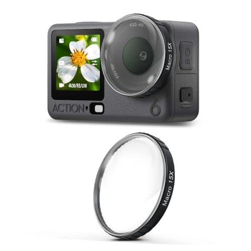 Walking Way 15X Macro Lens for DJI Osmo Action 6, 15X Magnification, 2-4cm Focal Distance, Close-Up Filter for Intricate Photography, HD Optical Glass-Aluminum Frame