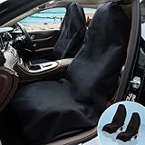 Prpeko 2PCS Terry Cloth Seat Cover Universal WaterProof Car Sport Towel Seat Cushion Non-slip Sweat-absorbent Towel Cloth Suitable for Gym Workout, Universal Fit for Car SUV Van-Black