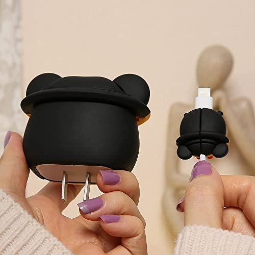 Image of Cartoon 3D Design Protective Case for 18W 20W iPhone 14 13 12 11 Pro Max Fast Charging Cable Adapter Charger, Cute Cartoon Lightning Data Cable Case for iPhone Charger-(New Minnie)