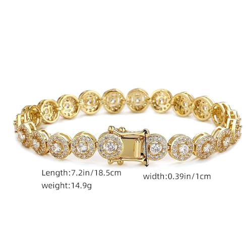 18K gold women's tennis bracelet, 18K gold/white gold inlaid moissanite bracelet, round rock sugar moissanite diamond bracelet2