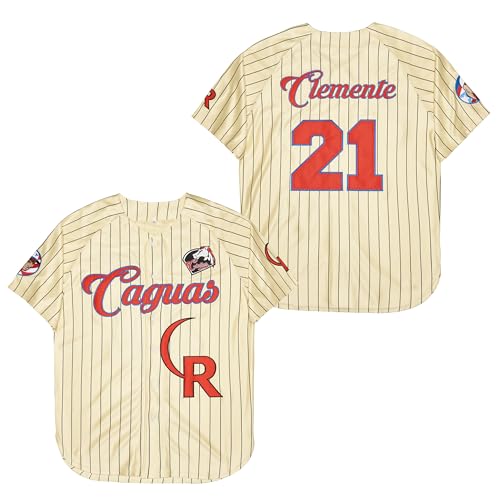 Men Criollos Caguas 21 Roberto Clemente Baseball Jersey Puerto Rico Jerseys Stitched Red M