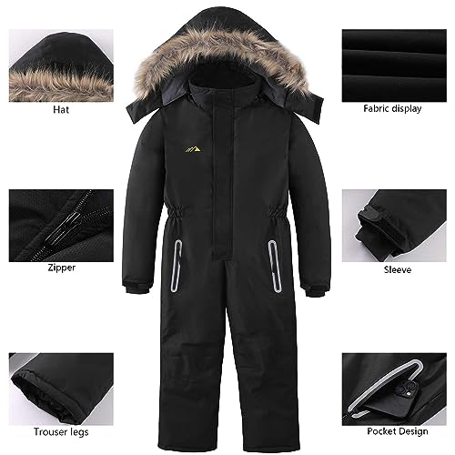 AFILOK Kid's Winter Overalls Ski Suits Boy's and Girl's Waterproof Snowboard Jumpsuits One Piece Snowsuit Jackets Coats3