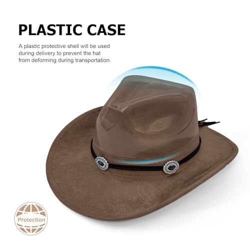Image of LIDHAY Cowboy Hat for Women and Men Felt Wide Brim Suede Cowboy Cowgirl Hats Felt Cattleman Western Hats