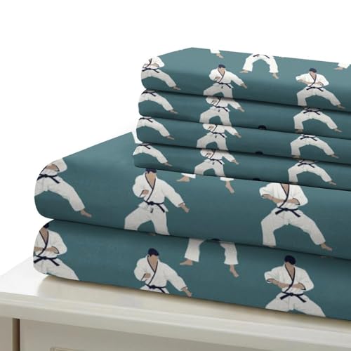 Housse de couette karate 3 pièces King drap microfibre imprimée 3D - 7
