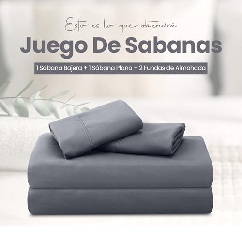 Utopia Bedding Juego de Sabanas 4 Piezas, 150x200cm, Gris - Imagen 4