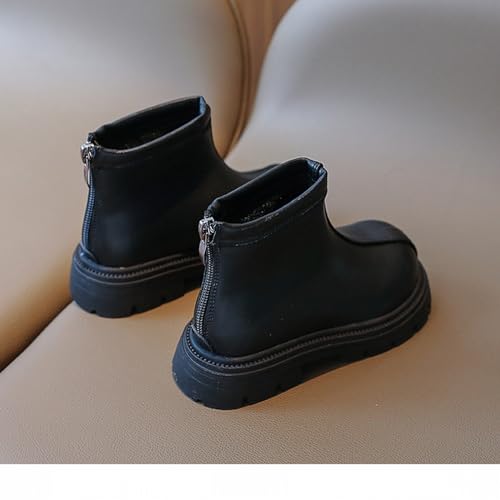 sfdgfhyf Low Heel Shoes for Toddler Black Platform Booties Kids Girls Front Zipper Cheer Shoes Outdoor Warm Non Slip4