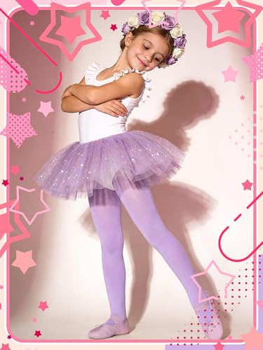 Image of Fourluoo 3 Pairs Girls Tights Colorful Pantyhose Soft Thigh High Sock Seamless Dance Leggings Wedding Tights for Girl