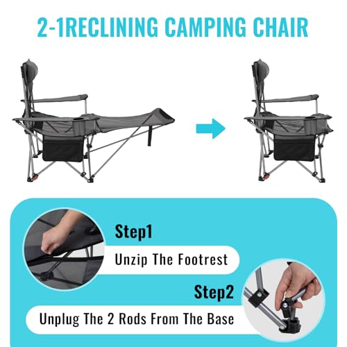 WEJOY 2-in-1 Reclining Camping Chair with Footrest の商品画像 3