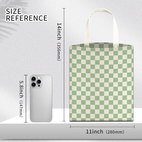 Image of Car Trash Can, Hanging Garbage Bin for Men and Women, Cute Car Organizer and Storage Bag, Canvas Vehicle Trash Can Bag Easy-to-Install Cute Green Checkboard
