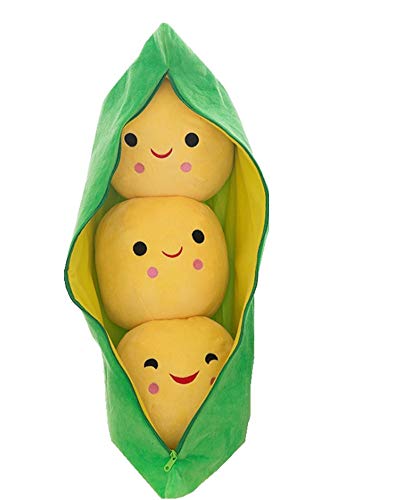 LAARNT Linda Almohada de Peluche de 25 cm con Guisantes Verdes y 3 judías Amarillas Cover