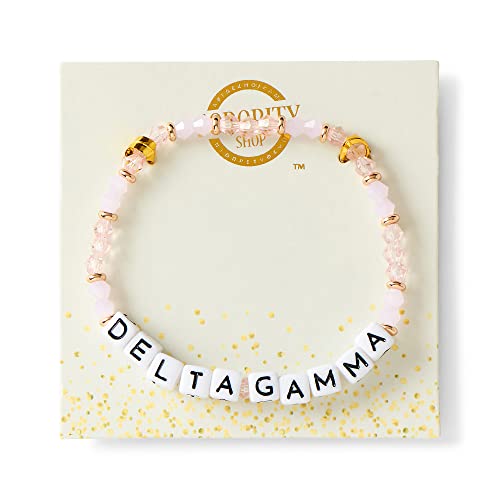 Sorority Shop Delta Gamma Bracelet — Glass Bead Bracelet with DG Name Beads and 18K Gold Accent Beads, Greek Sorority Jewelry for Big Little Sorority Gifts2