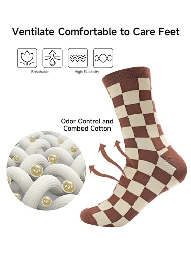 Men's Dress Socks Combed Cotton Anti Odor Quick Dry Moisture Wikcing Size 8-13 Crew Lenth3