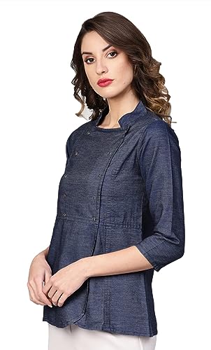 Image of Yash Gallery Women's Denim Regular Fit Top