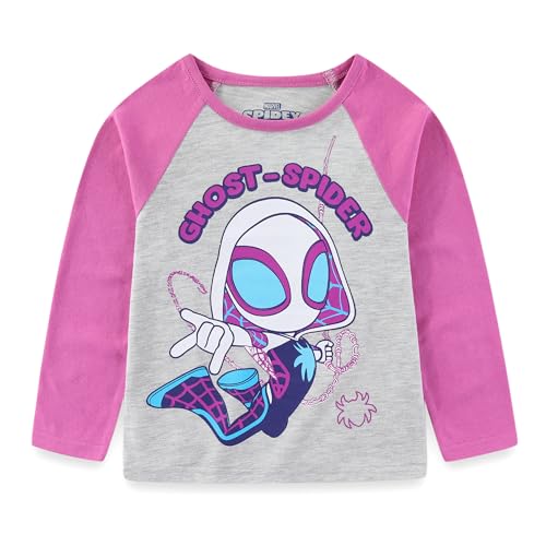 Image of Marvel Spider-Gwen Ghost Spider Girls Long Sleeve Shirt and French Terry Pants 2 Piece Outfit Set for Toddler and Big Kids