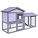 Pawhut Conejera Exterior Conejo Cobaya Bandeja Extraíble Casa para Animal Pequeño Jaula de Mascota de Madera 147x54x84cm