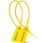100 Plastic Tamper Seals Fire Extinguisher Security Tags Numbered Zip Ties Pull Tite Safety Tab (Yellow)