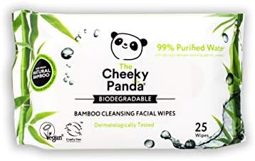 The Cheeky Panda Bamboo Facial Make Up Remover Wipes | Sustainable Face Wipes Eye Makeup Remover | Unscented Pack of 25 Face Wipes | 99% Purified Water