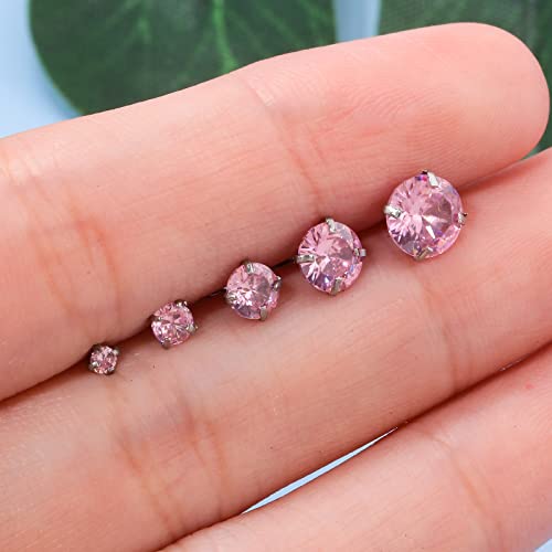 5 Pairs Stud Earrings Colorful Cubic Zirconia Stainless Steel Stud Earring Hypoallergenic Screw Back Earrings Double Side Piercing Earrings Gifts for Women Mother's Day3