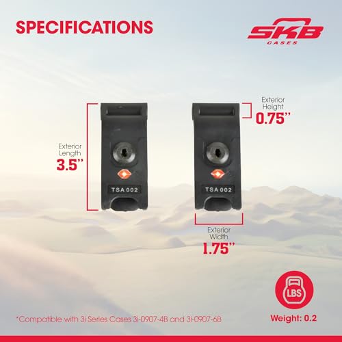 SKB TSA 1 Locking Latch Kit for iSeries Cases, Travel Approved Lock Set with Keys and Replacement Pins, Easy Install Upgrade for Luggage Security3