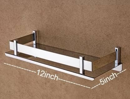 Image of FILOX Stainless Steel Bathroom Shelf with Towel Bar | Wall Mounted Shower Caddy Organizer Rack for Shampoo, Soap & Toiletries | Rust Proof Storage Shelf for Bathroom & Kitchen