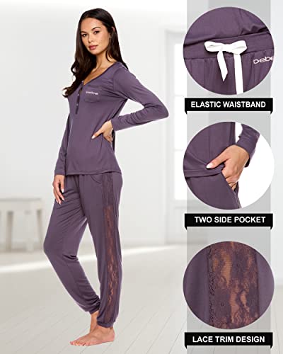 bebe Womens Pajama Set with Pockets - Long Sleeve Shirt and Pajama Pants Pj Set3