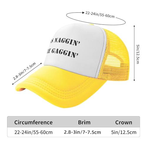 Image of Less Naggin More Gaggin Trucker Hat Funny Baseball Caps Adjustable Fishing Hats for Men Women Black