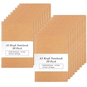 30 Pack Kraft Notebooks, A5 Feela 60 Lined Pages Notebooks and Journals for Women Girls Students Making Plans Writing…