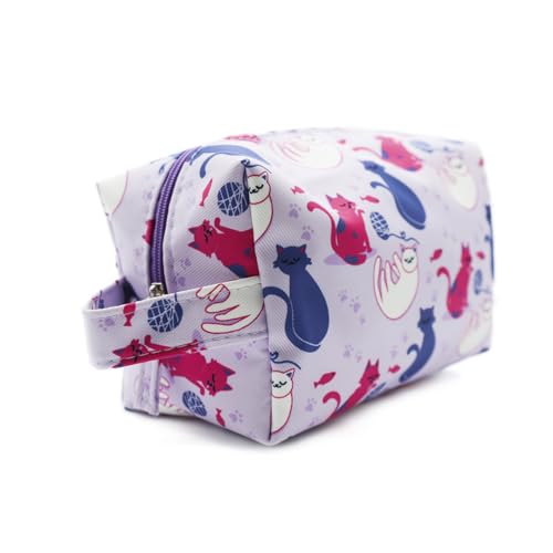 PONETTE - Neceser Infantil en Tejido Violeta con Dibujos de Gatos...