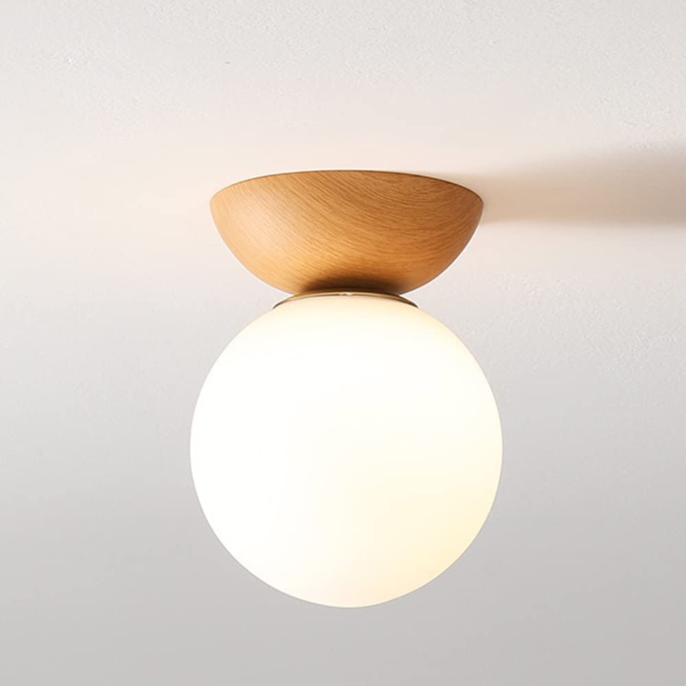 Chandelier en verre soufflé avec support noyer, éclairage à suspension directionnelle