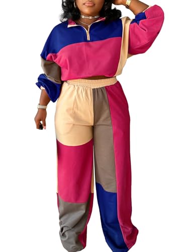 Ptorlio Sweatsuits Women 2 Piece Outfit Casual Long Sleeve Color