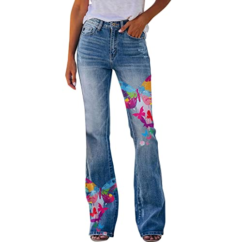 Pantalones vaqueros para mujer, diseño de flores, bordados, ajustados, pantalones vaqueros Y2K, pantalones informales, dobladillo acampanado, elásticos, con cremallera, O Rosa Caliente, L