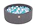 Produktbild MEOWBABY Bällebad 90X30cm/200 Bälle  7Cm Rund Bällepool Für Kinder Spielbad Ball Pit Kinderzimmer Kugelbad Bällebäder Made in EU Dunkelgrau: Weiß/Transparent/Türkis/Babyblau