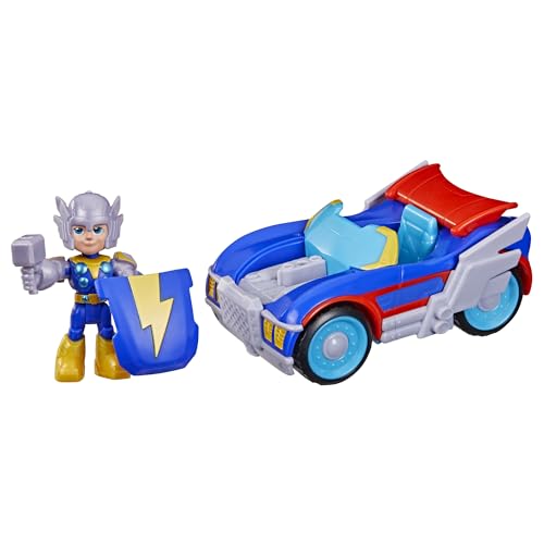Marvel Iron Man and His Awesome Friends Thor Thunder Roadracer Action Figure & Toy Vehicle, 3-Inch (7.6 CM) Super Hero Toys, 3+ - image 1