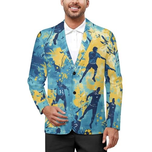 Camouflage Soccer Players Balls Classic Suits Blazer for Men Business Tuxedo Jacket Sport Coat Two Buttons