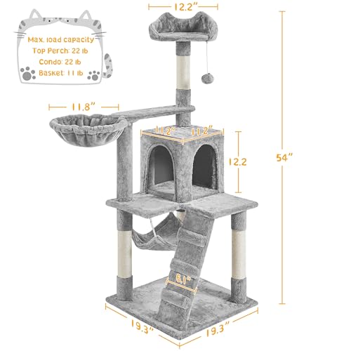 Árbol para Gatos 54in, Múltiples Niveles con Hamaca y Rascadores miniatura 3