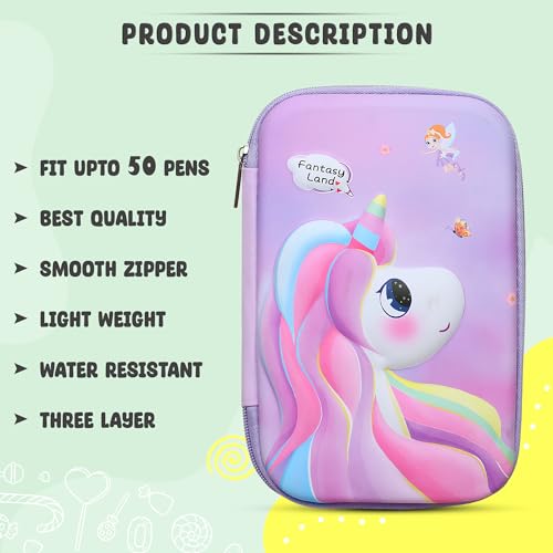 Image of Stylbase Pencil Box Suitcase for Boys & Girls | Hard School Pencil Case Geometry Box with Password Lock & Handle | Pencil Pouch for School Supplies Kids (Pink)