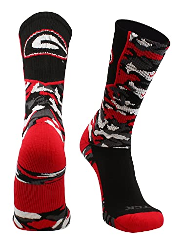 TCK Georgia Bulldogs Woodland Camo Crew Socks - Black/Scarlet/White Small