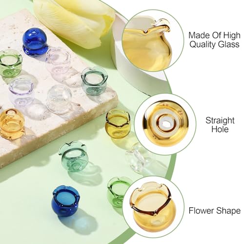 UR URLIFEHALL 18 Pcs 9 Colours Flower Glass Bead Cones Campanula Flower Bead End Caps for Jewellery Making DIY Crafts Earrings Phone Straps - Image 3