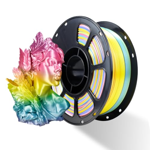 Image of iBOSS Silk Mini Rainbow PLA+ Filament, Multicolor Shiny 3D Printer Filament 1.75mm + /- 0.02mm, Fast Color Change Each 8 Meters, 1kg /2.2lbs, PLA Plus Silk Mini Rainbow Filament