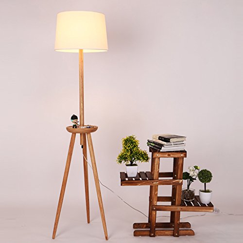 Lámpara de pie con trípode de madera y pantalla de lino estilo japonés 5