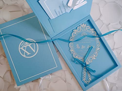 Prince Mirror Clear Acrylic Quinceanera Invitations, Boxed Wedding Invitation, Luxury Wedding Invitation, Acrylic Birthday Invitations - Pack of 10 SET
