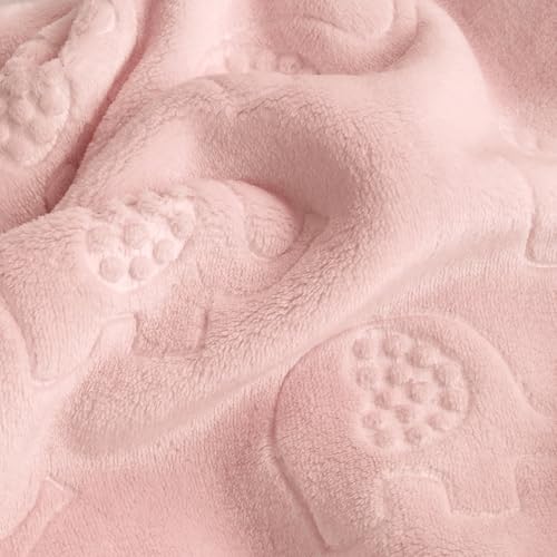 Image of BORITAR Baby Blanket 3D Elephant Fleece Flannel Blanket 30x40 Inch Pink | Ultra Soft Warm Fluffy Fleece Fabric for Toddler Boys Girls Newborn Infant Crib Stroller Bed Travel Pet Shower Gift