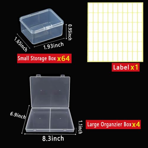 Image of 68pcs Bead Storage Containers, Bead Organizer Boxes And Craft Storage Boxes For Bracelet Making DIY Jewelry Craft Nails, Bracelets, Jewelry, Diamonds, Clay Beads, (4 Pack 1.93x1.65x0.95inch)