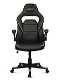 Drift DR75 - DR75BG - Silla Gaming Profesional, (Poliuretano alta calidad, Altura regulable, Asiento Basculante, Reposabrazos abatibles), Color Negro/Verde